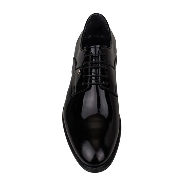 M2S Siyah Rugan Düz Bağcıklı Klasik Ayakkabı - 5
