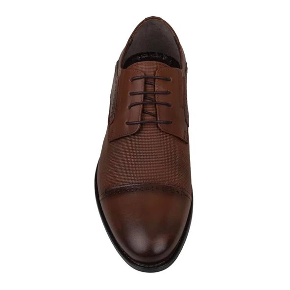 M2S Taba Lazer İşlemeli Hakiki Deri Erkek Klasik Ayakkabı - Resim 4