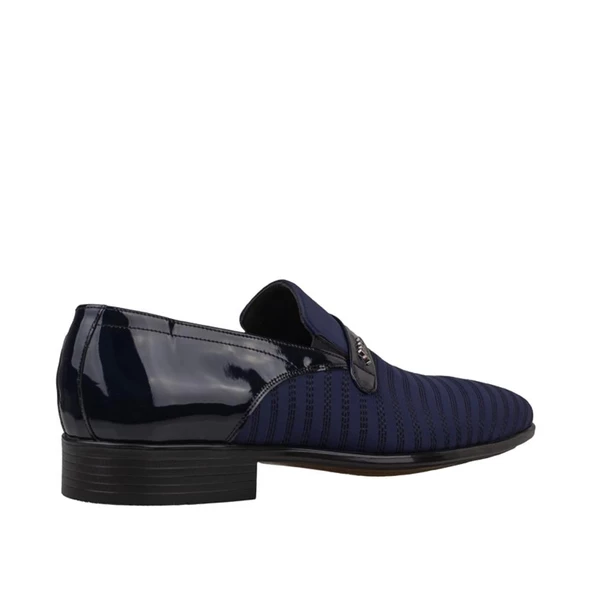 Fosco Mavi Saten Üzeri Rugan İşlemeli Erkek Klasik Ayakkabı - Resim 5