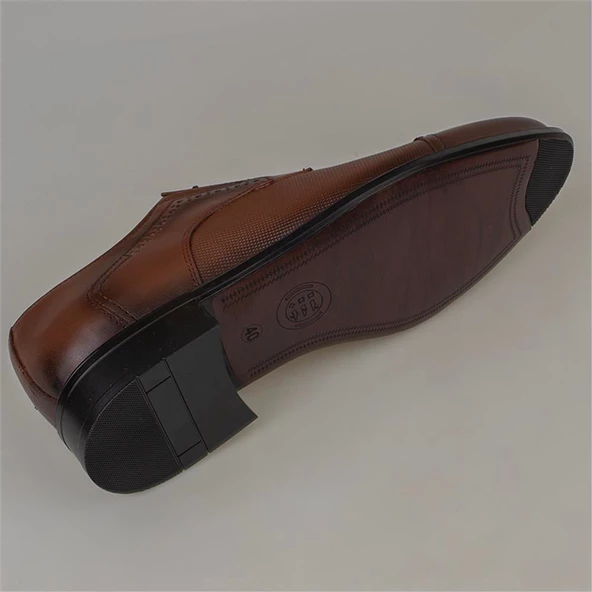 M2S Taba Lazer İşlemeli Hakiki Deri Erkek Klasik Ayakkabı - Resim 6