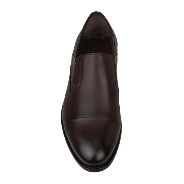 M2S Kahverengi Erkek Hakiki Deri Yuvarlak Burun Klasik Ayakkabı - Resim 6