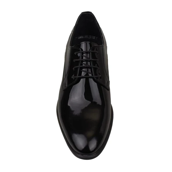 M2S Siyah Erkek Bağcıklı Düz Tasarım Rugan Klasik Ayakkabı - 5