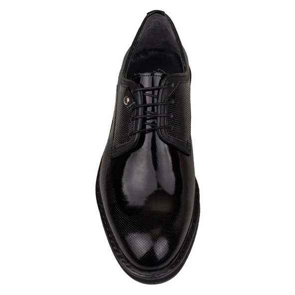 M2S Siyah Rugan Lazer İşlemeli Erkek Klasik Eva Ayakkabı - Resim 5