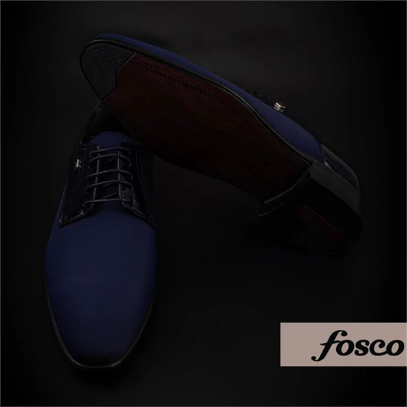Fosco Mavi Saten Özel Üretim Erkek Klasik Ayakkabı - 7