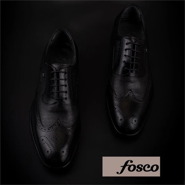 Fosco Siyah Lazer Kesim Neolit Erkek Klasik Ayakkabı - Resim 6