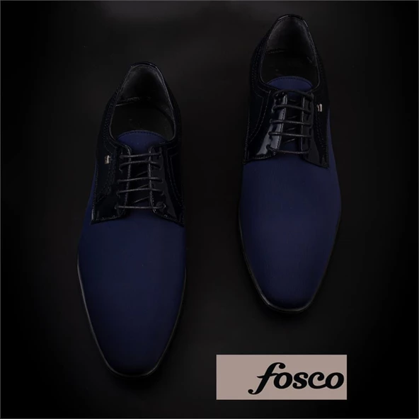 Fosco Mavi Saten Özel Üretim Erkek Klasik Ayakkabı - 6