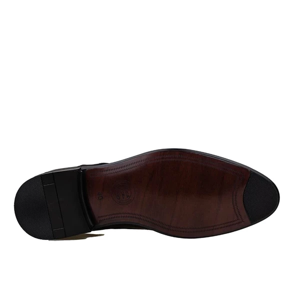 Fosco Siyah Hakiki Deri Lazer Baskılı Erkek Klasik Ayakkabı - Resim 4