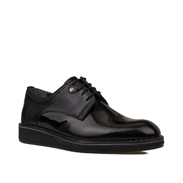 M2S Siyah Rugan Lazer İşlemeli Erkek Klasik Eva Ayakkabı - Resim 2