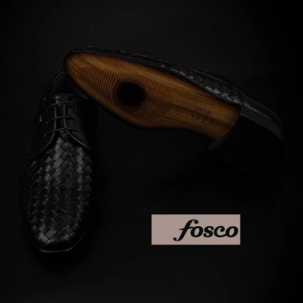 Fosco Siyah Hakiki Deri Özel Üretim Örgülü Klasik Ayakkabı - 7