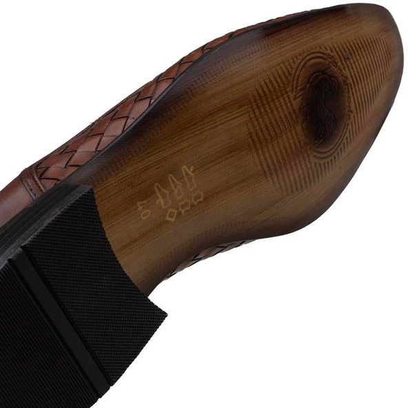 Fosco Taba Hakiki Deri Özel Üretim Örgülü Klasik Ayakkabı - 5