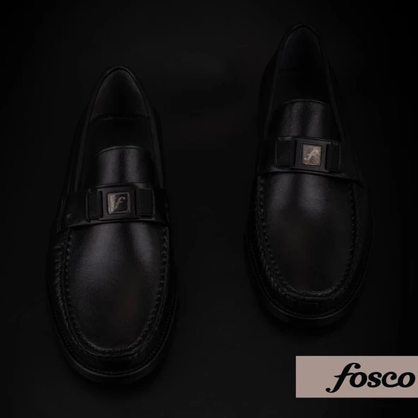 Fosco Siyah Rock Hakiki Deri Neolit Taban Klasik Ayakkabı - 5