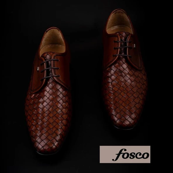 Fosco Taba Hakiki Deri Özel Üretim Örgülü Klasik Ayakkabı - 6