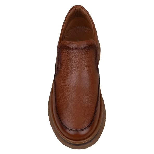 Slayka Taba Stone Hakiki Deri Erkek Bağcıksız Casual Ayakkabı - 4