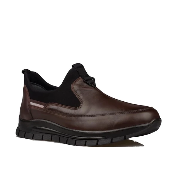 M2S Kahverengi Hakiki Deri Lastikli Mevsimlik Casual Ayakkabı - Resim 2