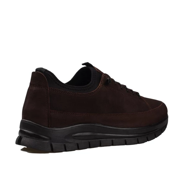 M2S Kahverengi Hakiki Nubuk Deri Erkek Lastikli Günlük Ayakkabı - Resim 4