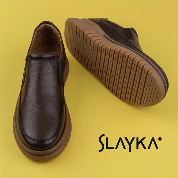 Slayka Kahverengi Stone Hakiki Deri Erkek Bağcıksız Casual Ayakkabı - 6