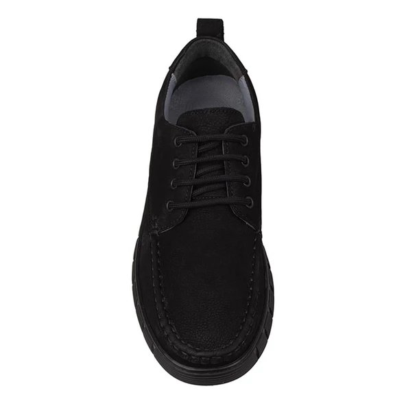 Slayka Siyah Dignity Hakiki Nubuk Deri Bağcıklı Casual Ayakkabı - 4