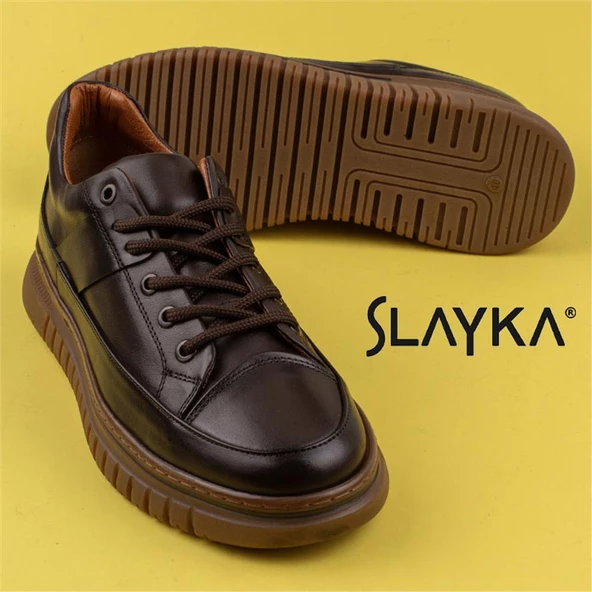 Slayka Kahverengi Charisma Leather Erkek Bağcıklı Casual Ayakkabı - Resim 6