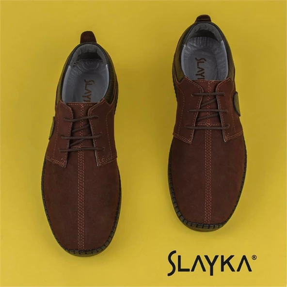 Slayka Kahverengi Fine Esnek Hakiki Nubuk Deri Hafif Ayakkabı - 5