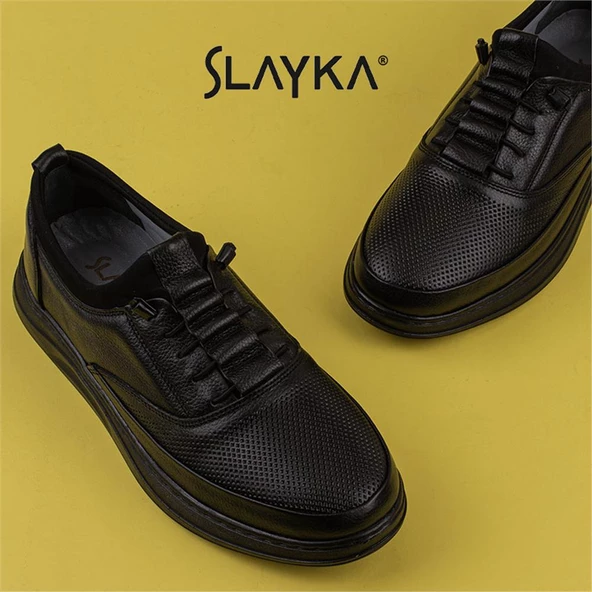 Slayka Siyah Lastikli Erkek Gündelik Ayakkabı - 6