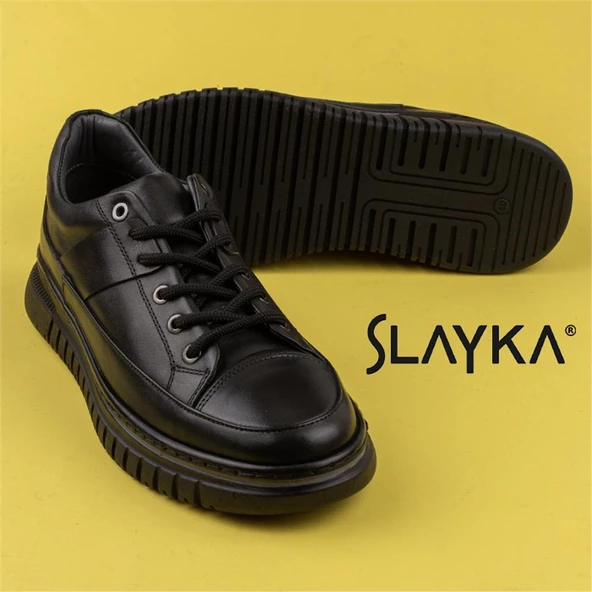 Slayka Siyah Charisma Leather Erkek Bağcıklı Casual Ayakkabı - 6