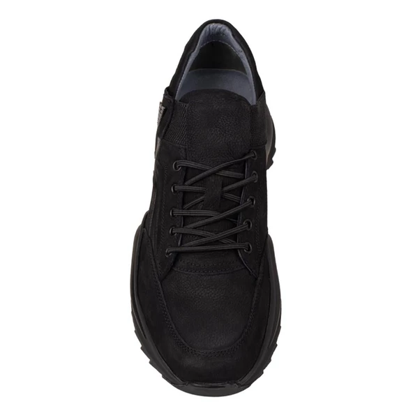 Slayka Siyah Mat Posh Lastikli Erkek Hakiki Deri Casual Ayakkabı - Resim 4