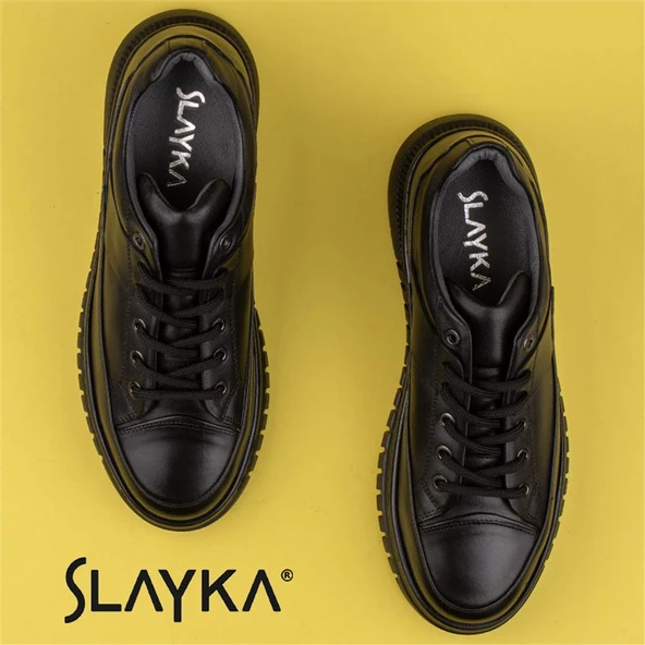 Slayka Siyah Charisma Leather Erkek Bağcıklı Casual Ayakkabı - 5