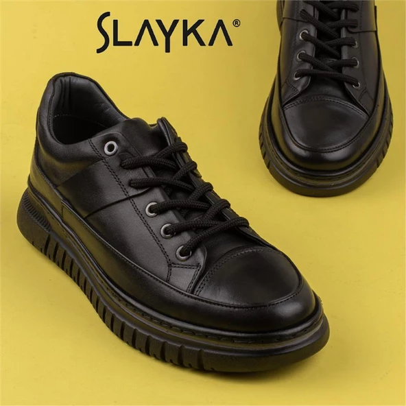Slayka Siyah Charisma Leather Erkek Bağcıklı Casual Ayakkabı - 7