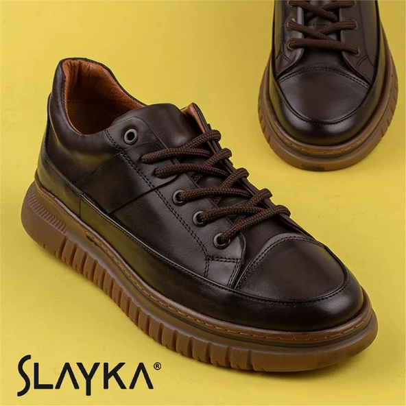Slayka Kahverengi Charisma Leather Erkek Bağcıklı Casual Ayakkabı - Resim 8