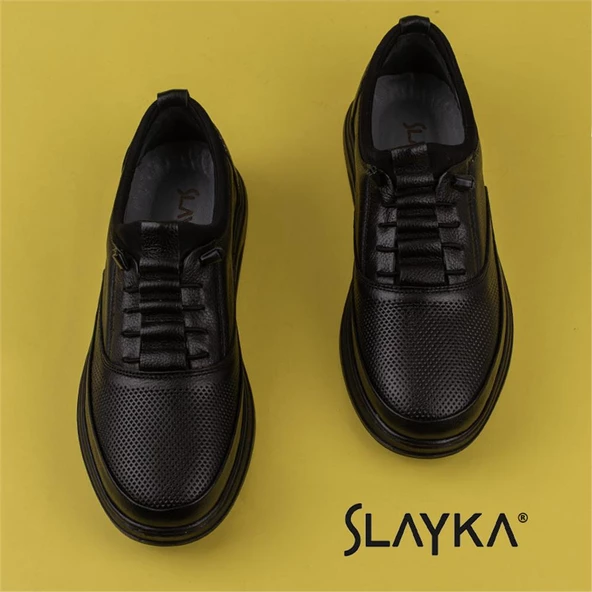 Slayka Siyah Lastikli Erkek Gündelik Ayakkabı - 5