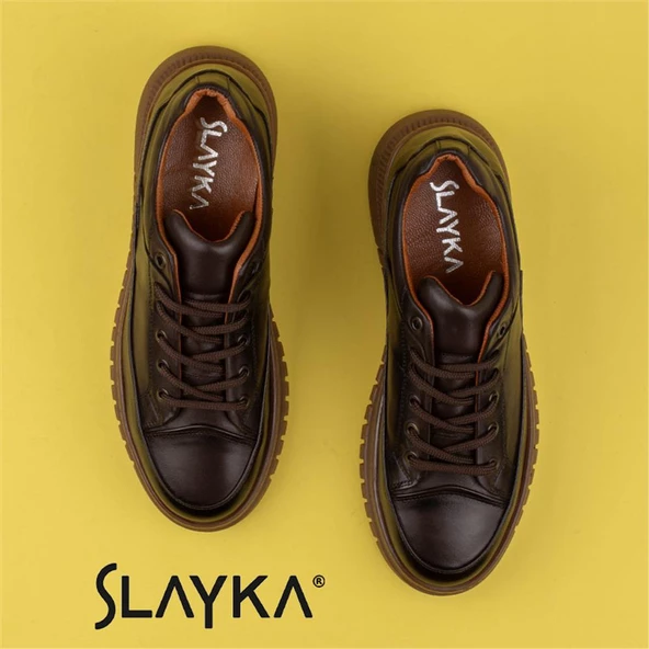 Slayka Kahverengi Charisma Leather Erkek Bağcıklı Casual Ayakkabı - Resim 5