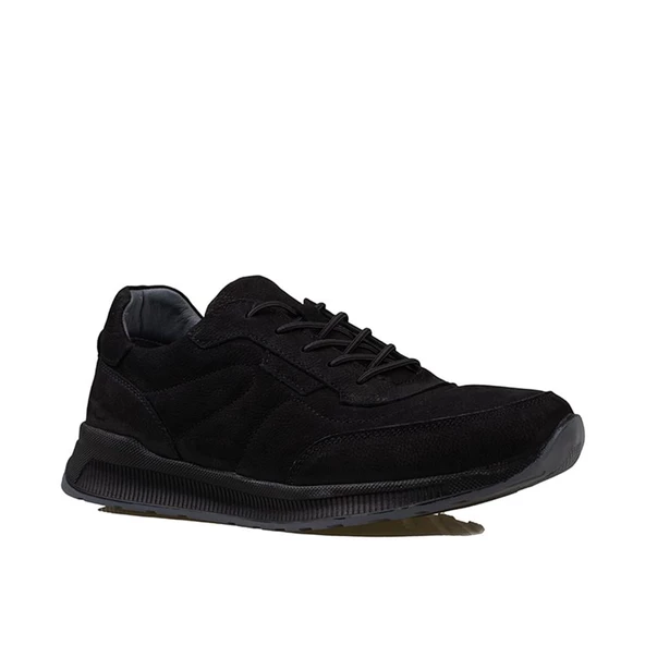 Slayka Siyah Brand Nubuk Deri Comfort Casual Erkek Ayakkabı - Resim 2