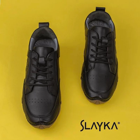 Slayka Siyah Rollo Two Hakiki Deri Gündelik Ayakkabı - Resim 4