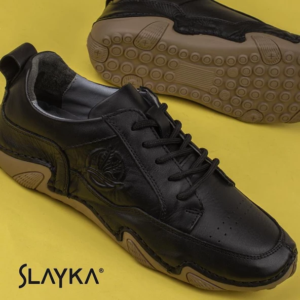 Slayka Siyah Rollo Two Hakiki Deri Gündelik Ayakkabı - Resim 6