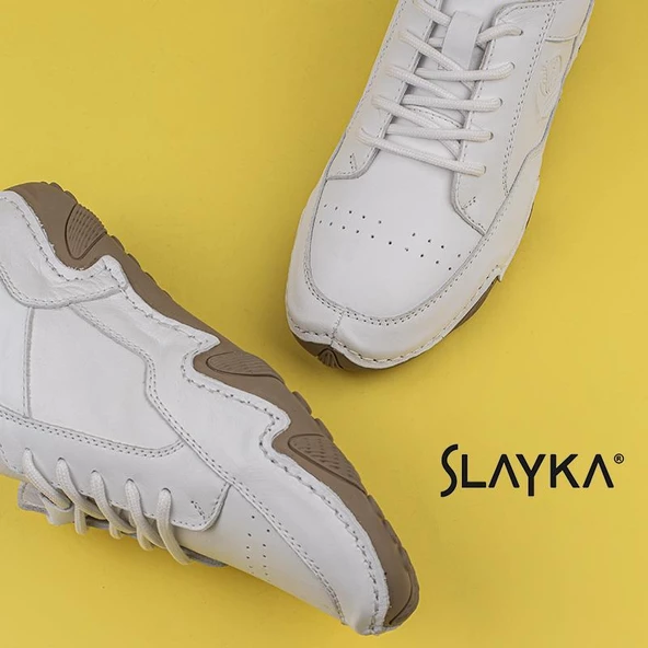 Slayka Beyaz Rollo Two Hakiki Deri Gündelik Ayakkabı - 6