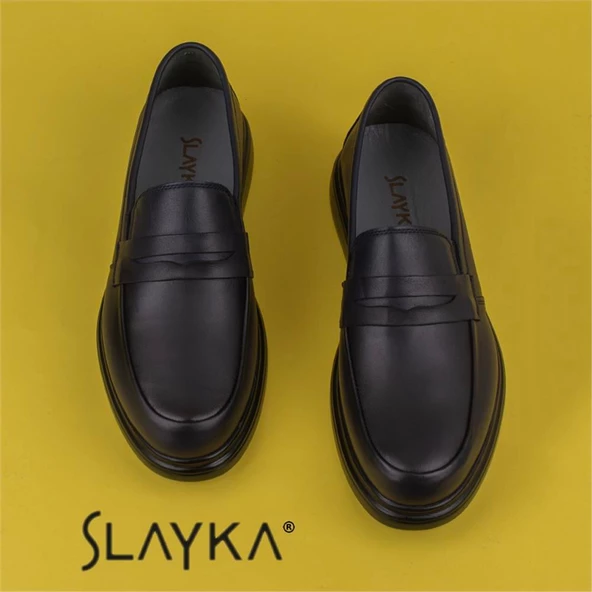 Slayka Lacivert Hakiki Deri Erkek Gündelik Ayakkabı - 4