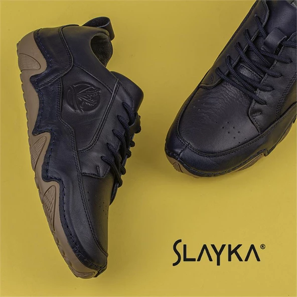 Slayka Lacivert Rollo Two Hakiki Deri Gündelik Ayakkabı - Resim 6