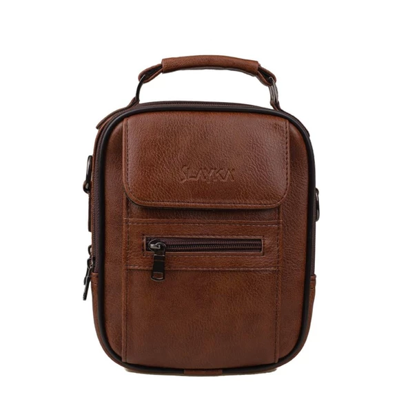 Slayka Taba Büyük Boy Hakiki Deri Erkek El ve Omuz Çantası - 2