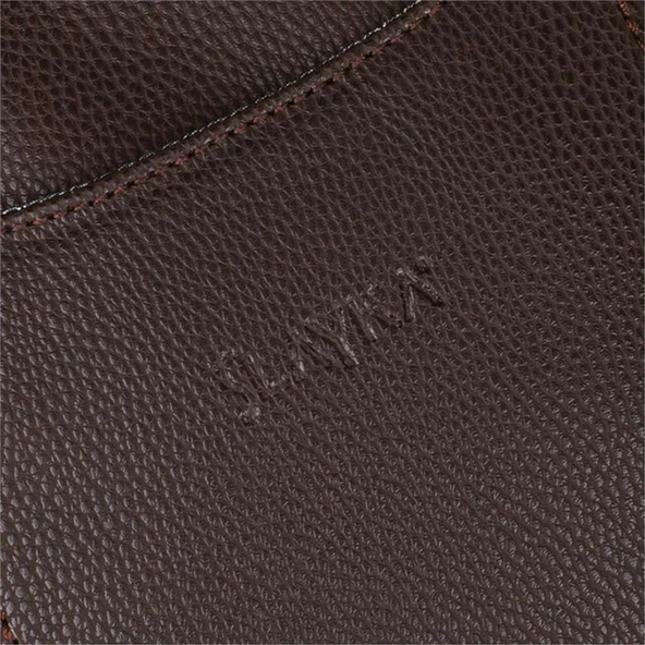 Slayka Kahverengi Orta Boy Deri Erkek El Çantası - Resim 6