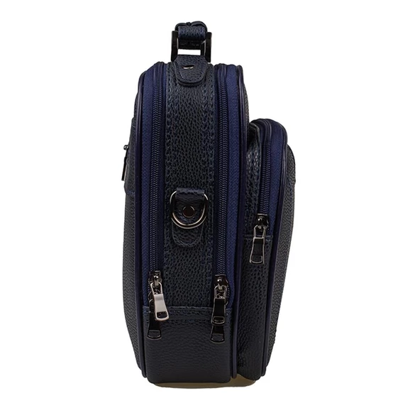 Slayka Lacivert Büyük Boy Deri Erkek El Çantası - 3