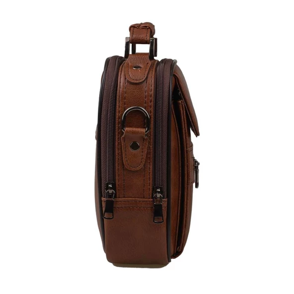 Slayka Taba Büyük Boy Hakiki Deri Erkek El ve Omuz Çantası - 3