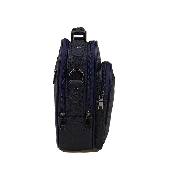 Slayka Lacivert Orta Boy Deri Erkek El Çantası - 3