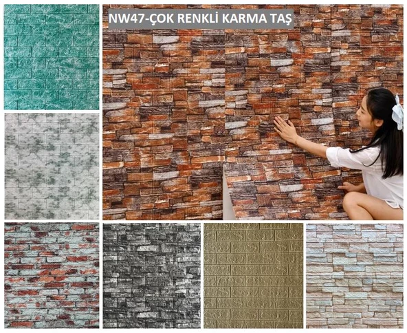 Renkli Duvarlar 7 Renk Seçeneği Kendinden Yapışkanlı Duvar Kaplama Kağıdı Paneli