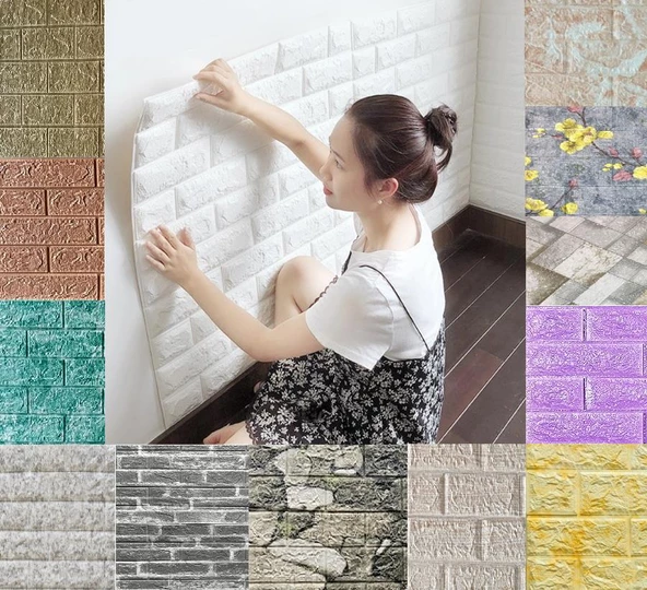 Renkli Duvarlar Kendinden Yapışkanlı Panel 70X38 Cm 0,26 M2 Duvar Kağıdı Dokulu