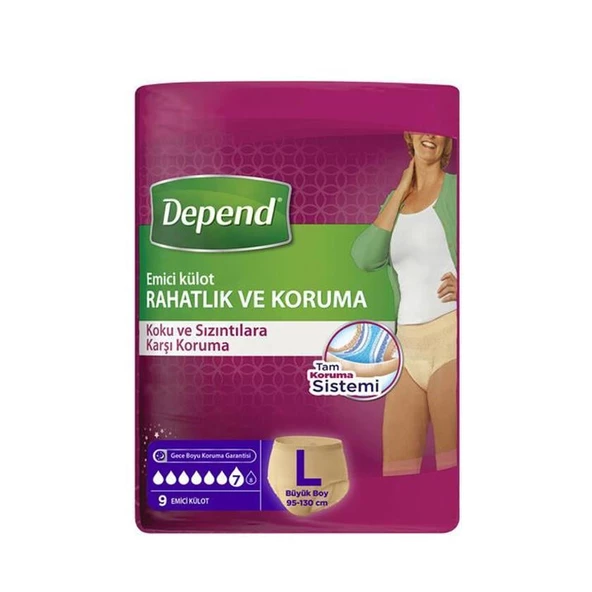 Depend Emici Külot Kadın Large ( Büyük Boy ) 9 Adet