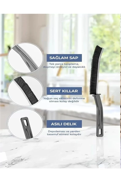 2 Adet Çok Amaçlı Multi İnce Temizlik Fırçası Derz Arası Banyo Mutfak Lavabo Detay Temizleme Fırçası - 2