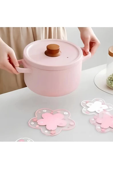 Yanmaz Kaydırmaz Japon Kiraz Çiçeği Altlık Bardak Tencere Altlığı - 2