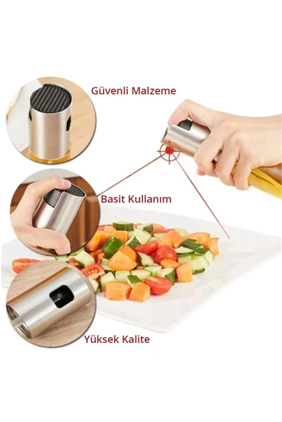 Çok Amaçlı Cam Şişe Püskürtmeli Dağıtıcı Spreyli Yağdanlık Limonluk Sirke Sosluk Şişe - 3