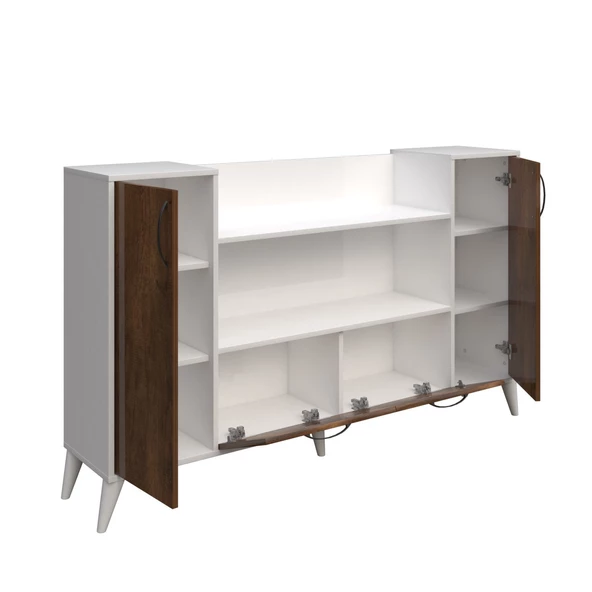 Boyut Mobilya 4 Kapaklı, 10 Bölmeli Ayaklı Dekoratif Kitaplık, Konsol - 3