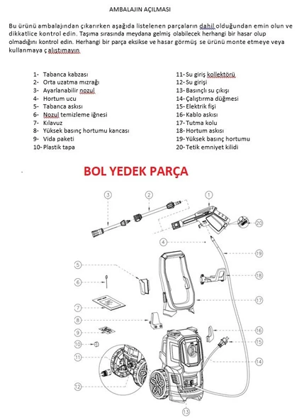Povver PROFESYONEL İNDÜKSİYON MOTORLU Yüksek Basınçlı Yıkama Makinası 1800 W -150 BAR - 9